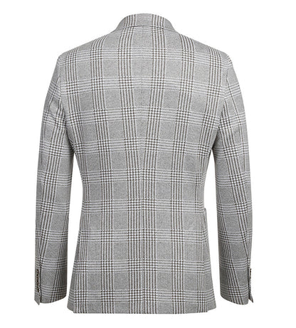Half Canvas Slim Fit Blazer in Plaid Gray - Image 3