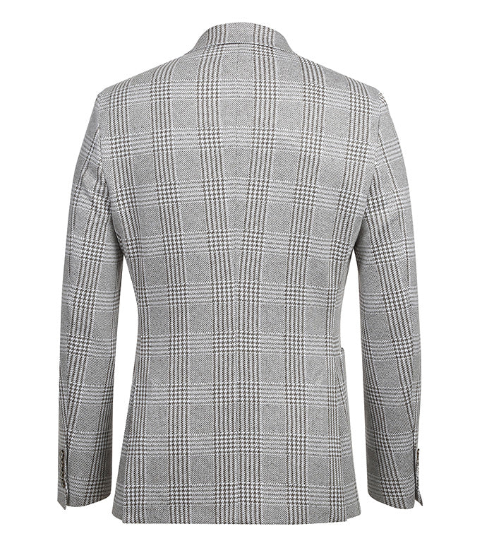 Half Canvas Slim Fit Blazer in Plaid Gray - Image 3