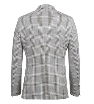 Half Canvas Slim Fit Blazer in Plaid Gray - Image 3