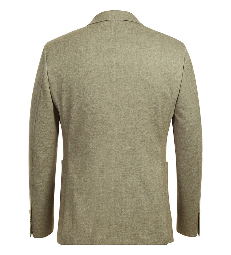 Half Canvas Slim Fit Blazer in Khaki - Image 3