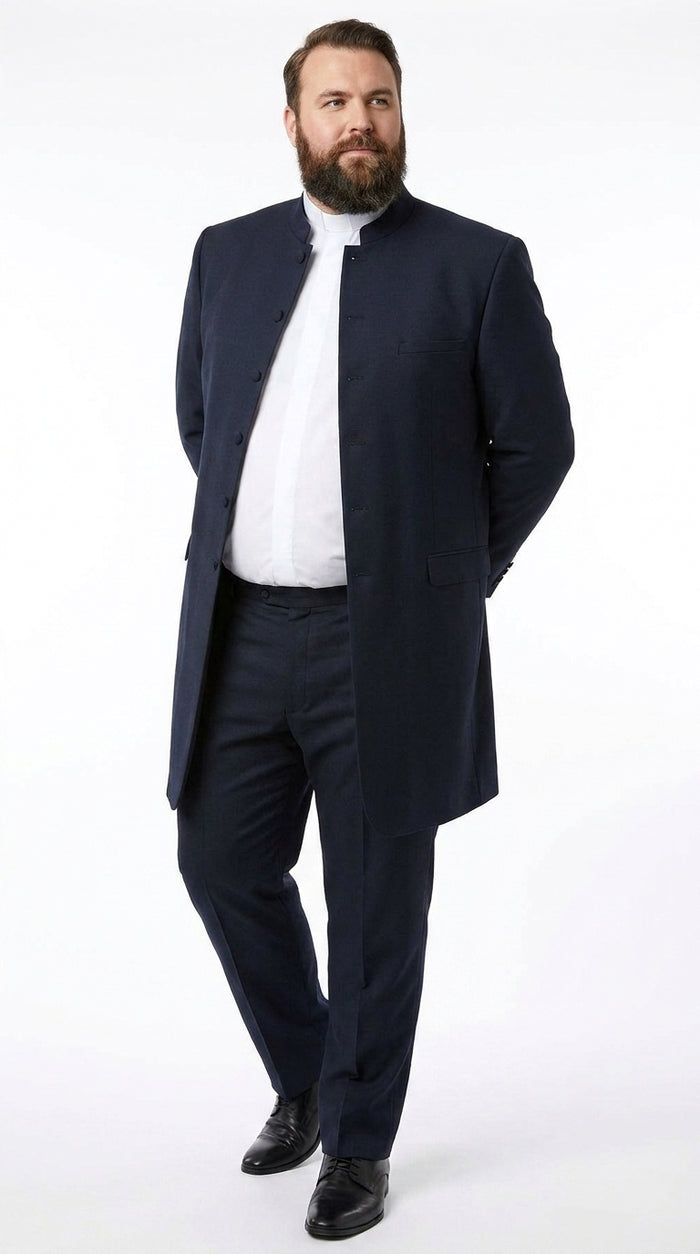 Men’s Black Mandarin Collar Suit – Matrix Neo Inspired Long Jacket & Pants Formal Suit