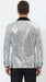 Men’s Silver Sequin Blazer Disco Style Jacket – Black Lapel Party Blazer, Shiny Evening Wear, 70s Dance Outfit, Formal Event Jacket