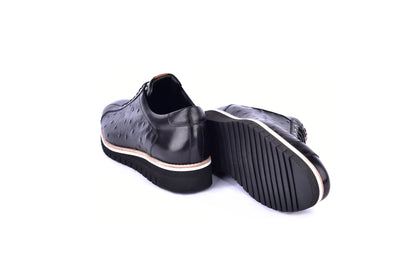 C211-4005-OSt Genuine Ostrich Sneaker-Black - Image 3
