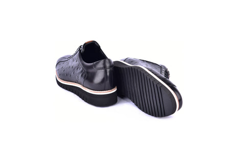 C211-4005-OSt Genuine Ostrich Sneaker-Black