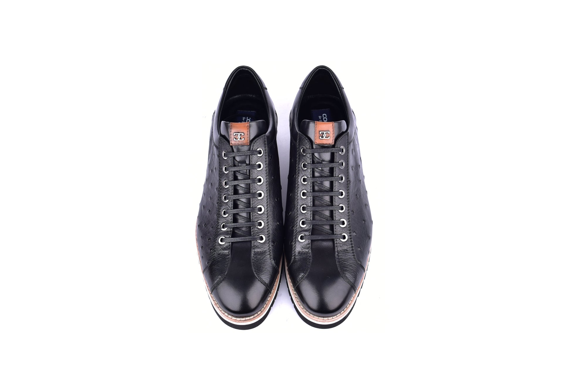 C211-4005-OSt Genuine Ostrich Sneaker-Black - Image 4