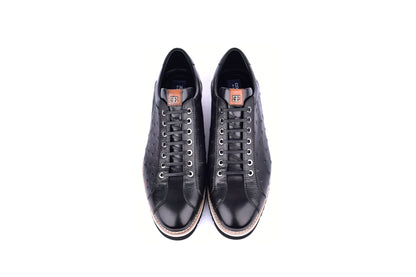 C211-4005-OSt Genuine Ostrich Sneaker-Black - Image 4