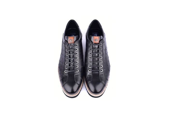 C211-4005-OSt Genuine Ostrich Sneaker-Black - Image 4
