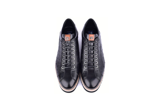 C211-4005-OSt Genuine Ostrich Sneaker-Black - Image 4