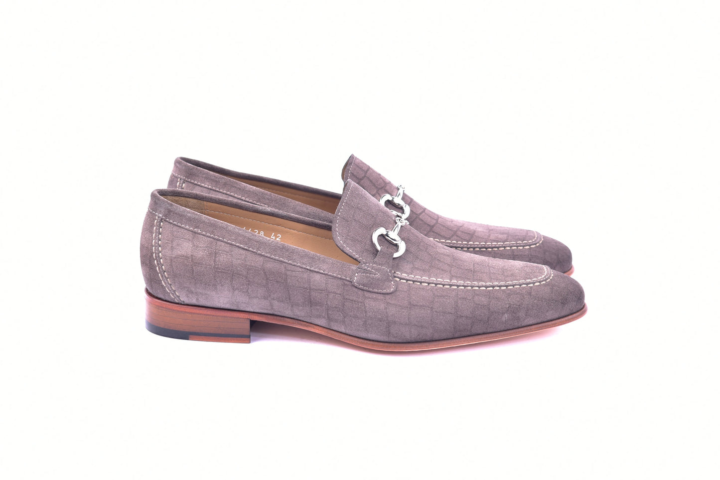 C11104-4428C- Bit Loafer Croco suede-Taupe - Image 2