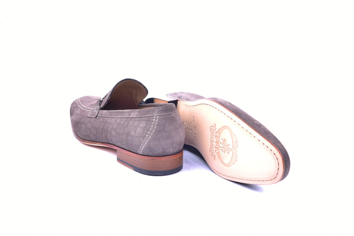 C11104-4428C- Bit Loafer Croco suede-Taupe - Image 3