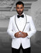 Mens Vested Wool Tuxedo in Shawl Lapel with Satin Trim in White & Black