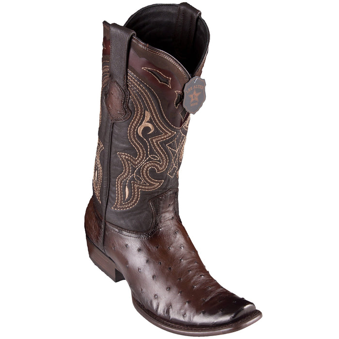 Brown Ostrich Boots Dubai Square Toe - Los Altos Boots