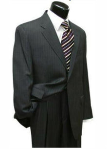48 Short Suit - Mens Black Stripe Suits 48s