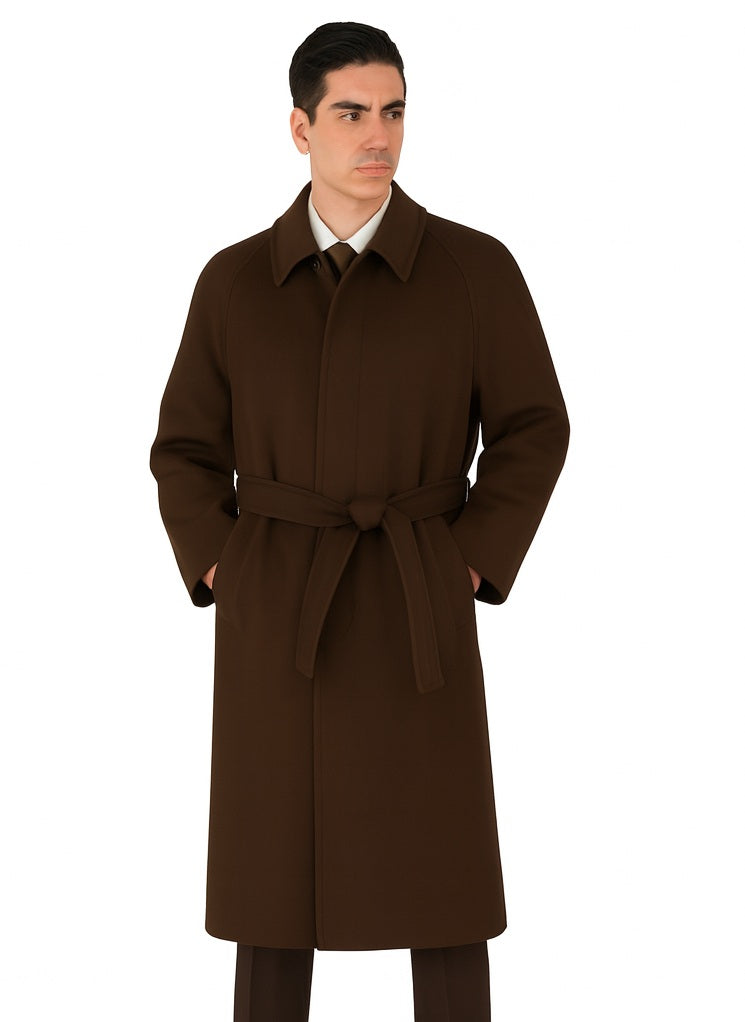48 Inch Men's Dress Coat belted Long Men's Dress Topcoat