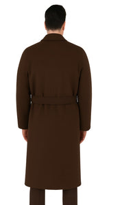 48 inch Men's Dress Coat belted Long Men's Dress Topcoat -  Winter coat ~ Men's Overcoat Four Button Coat With An 18 Inch