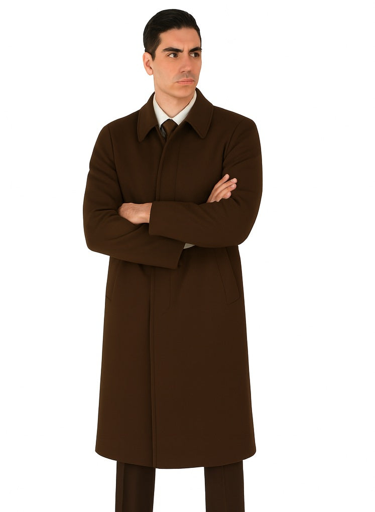 48 Inch Men's Dress Coat belted Long Men's Dress Topcoat
