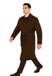 48 inch Men's Dress Coat belted Long Men's Dress Topcoat -  Winter coat ~ Men's Overcoat Four Button Coat With An 18 Inch