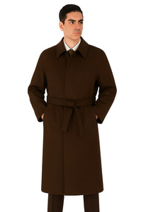 48 inch Men's Dress Coat belted Long Men's Dress Topcoat -  Winter coat ~ Men's Overcoat Four Button Coat With An 18 Inch