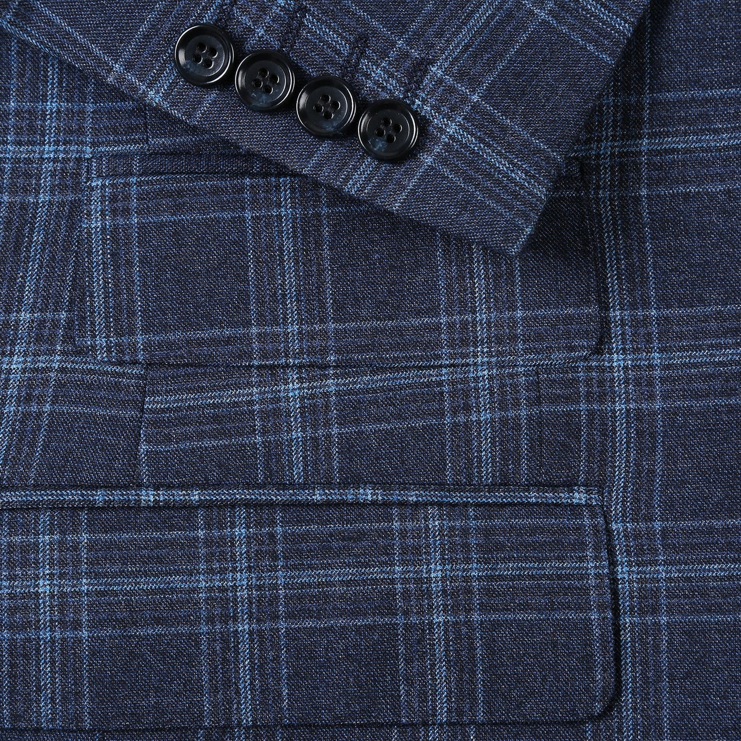 562-4 Men's Slim Fit Wool Stretch Checked Suits - Image 3