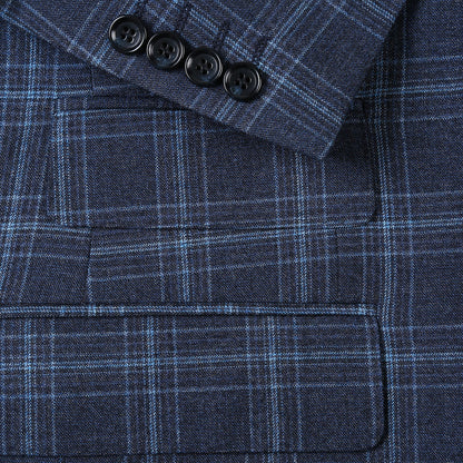 562-4 Men's Slim Fit Wool Stretch Checked Suits - Image 3