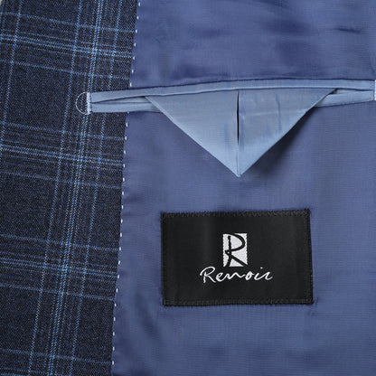 562-4 Men's Slim Fit Wool Stretch Checked Suits - Image 2