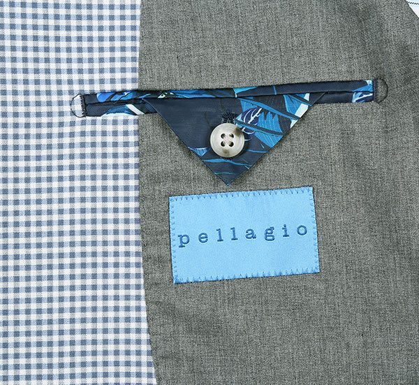 Half Canvas Slim Fit Blazer in Sage Blue Check - Image 7