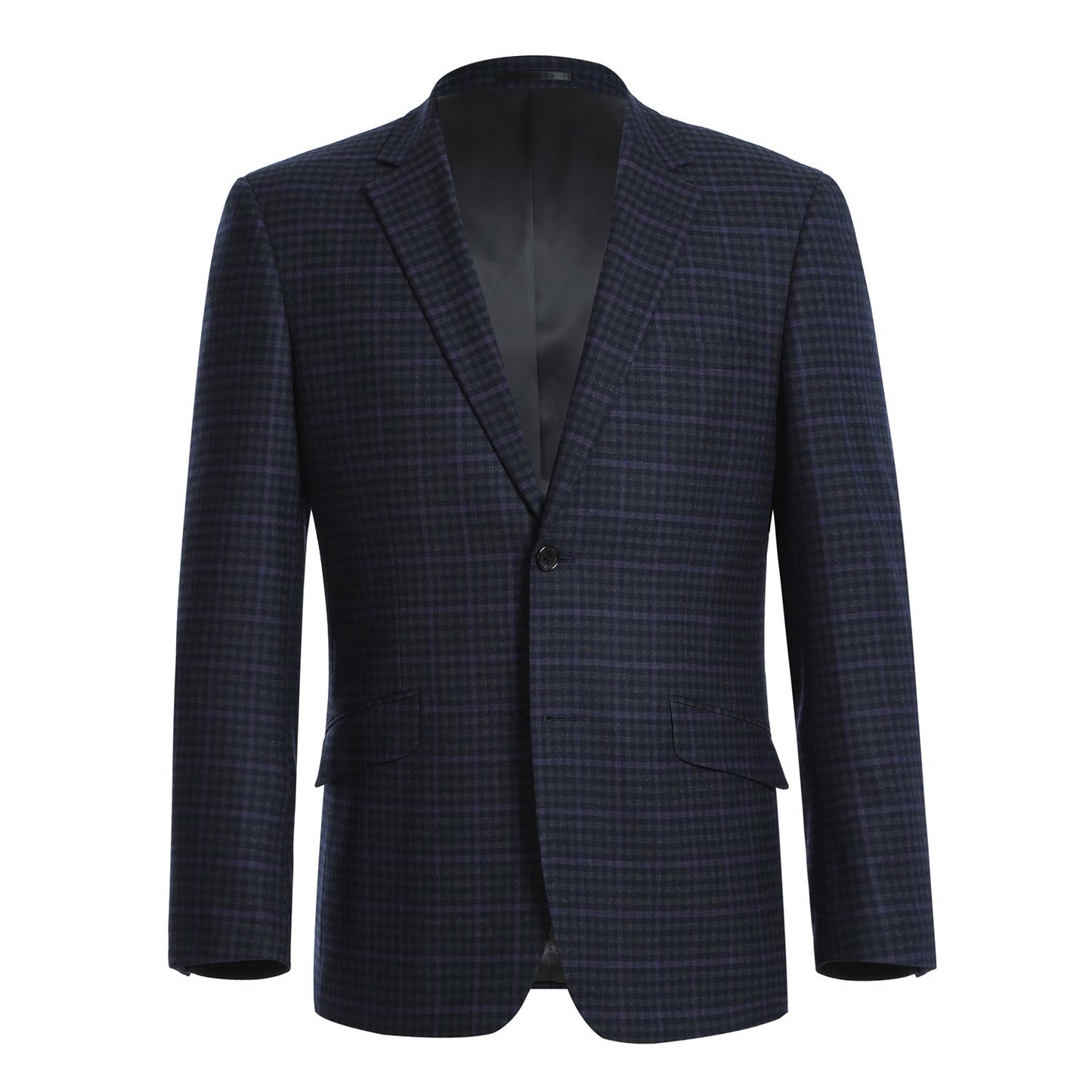 562-6 Men's Slim Fit Wool Stretch Checked Suits - Image 2