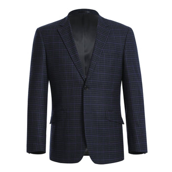 562-6 Men's Slim Fit Wool Stretch Checked Suits - Image 2
