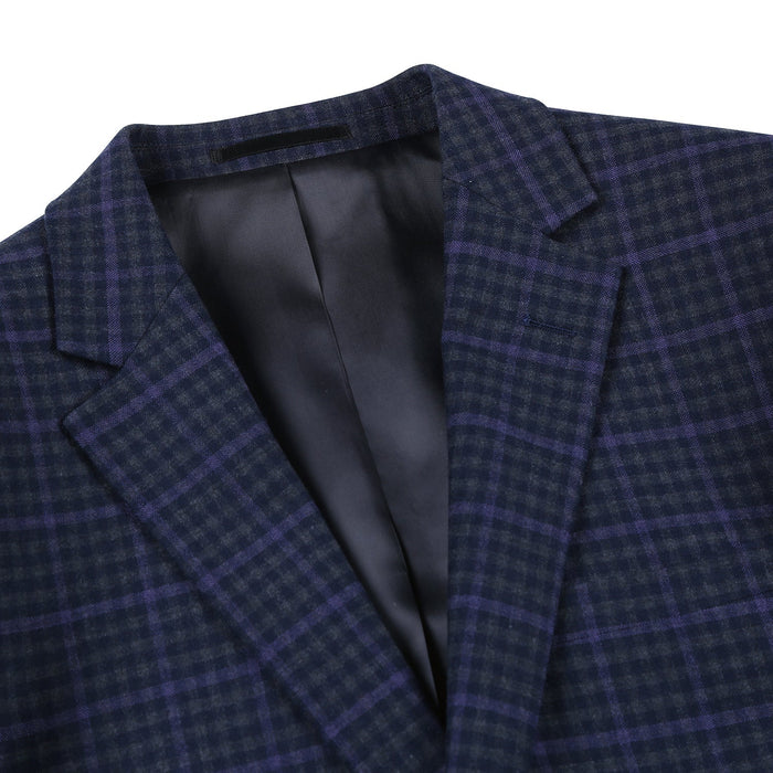 562-6 Men's Slim Fit Wool Stretch Checked Suits