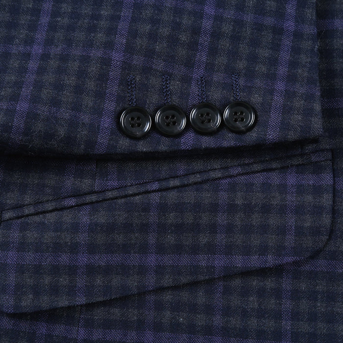 562-6 Men's Slim Fit Wool Stretch Checked Suits - Image 5