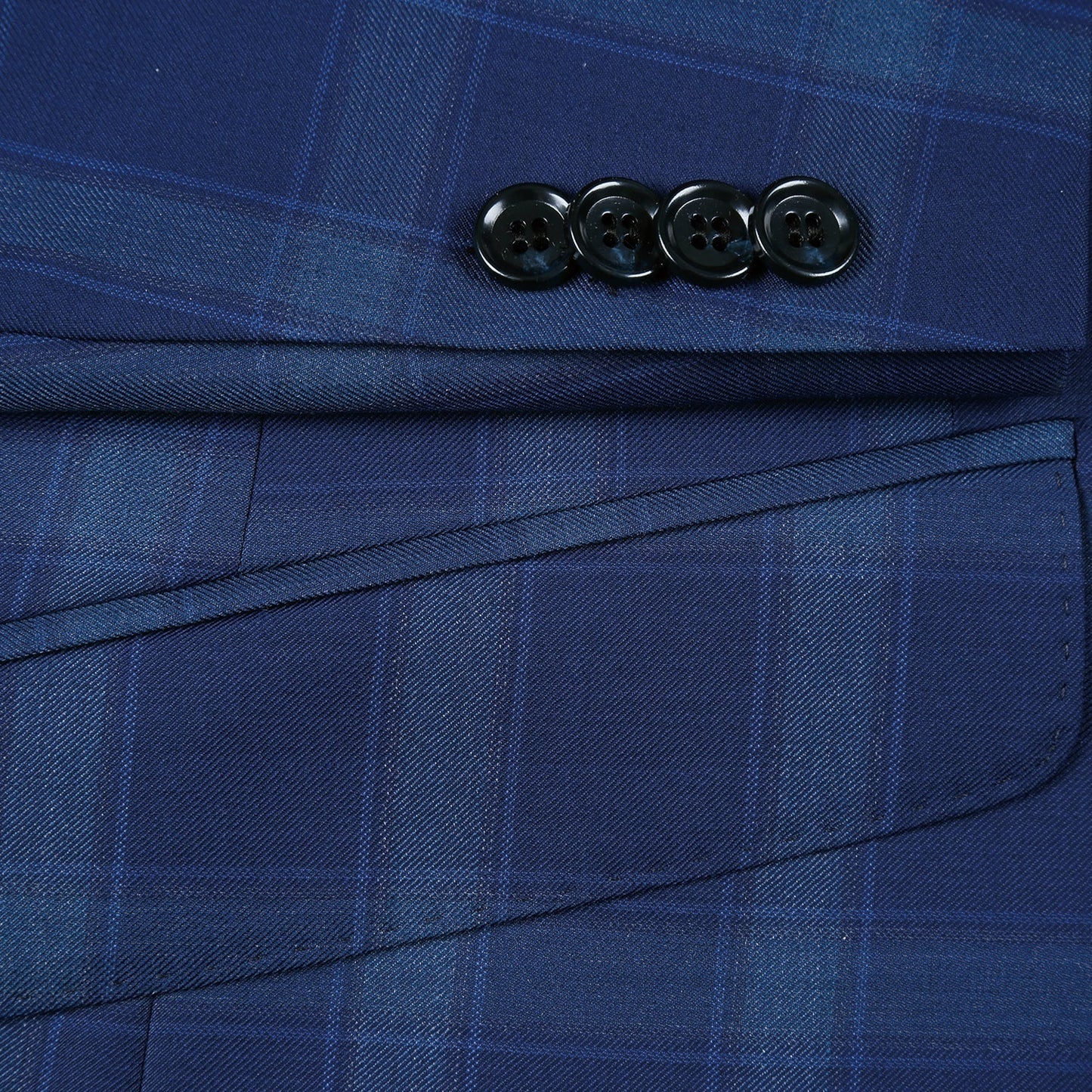 562-5 Men's Classic Fit Wool Checked Suits - Image 5