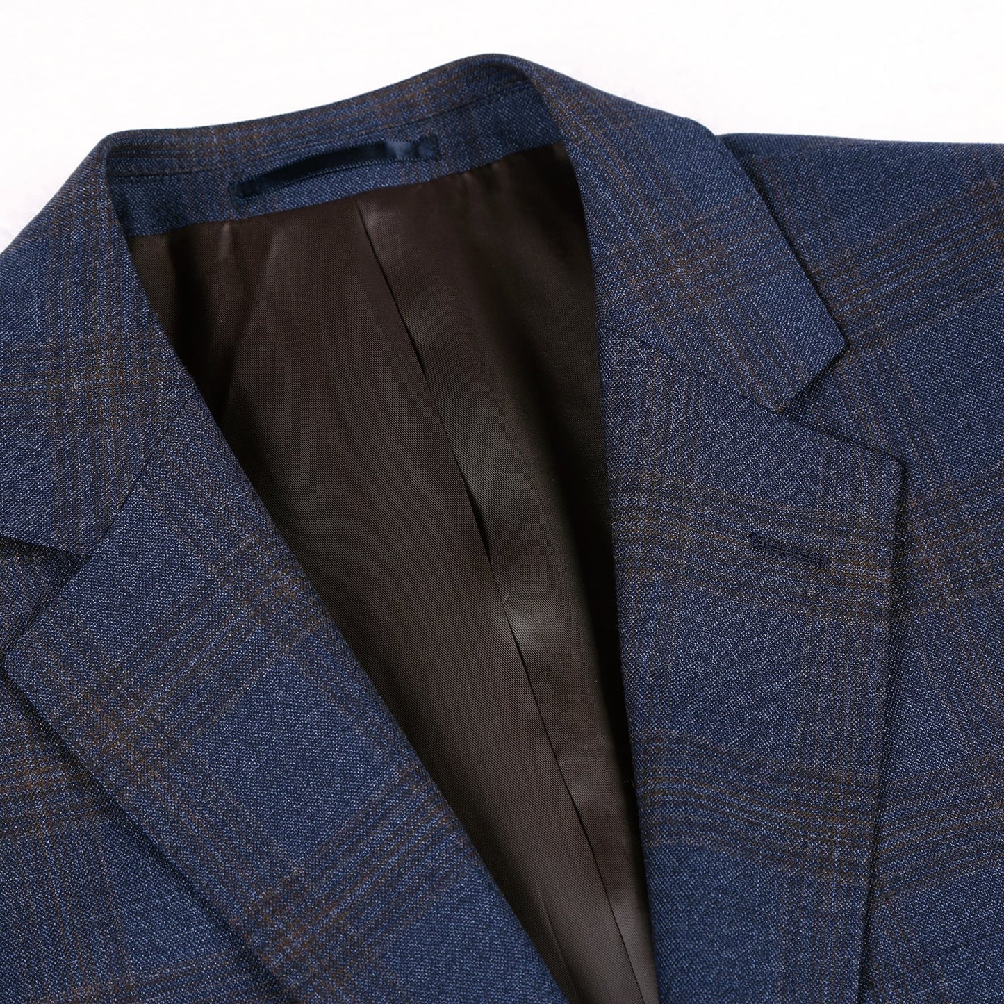 562-7 Men's 3-Piece Wool Stretch Checked Suits - Image 3