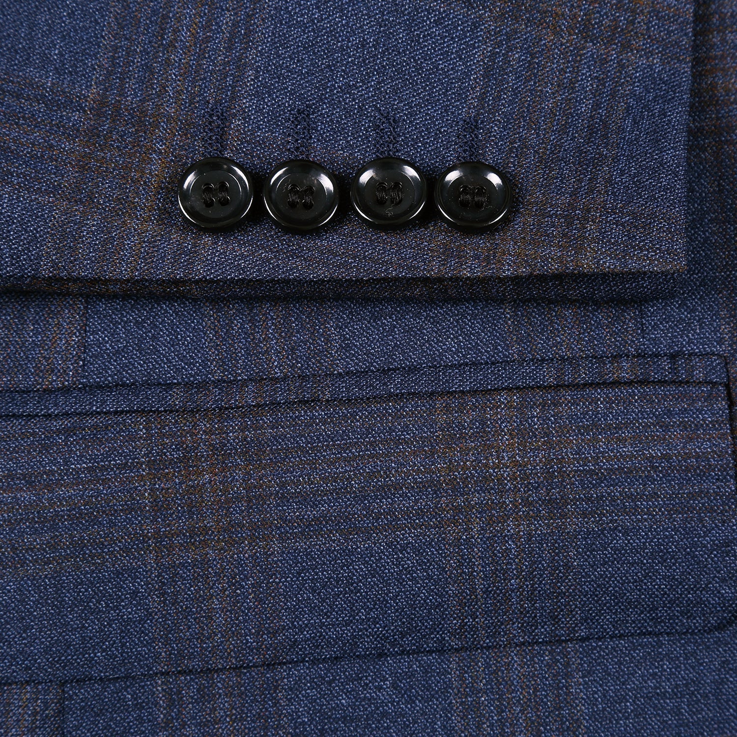 562-7 Men's 3-Piece Wool Stretch Checked Suits - Image 5