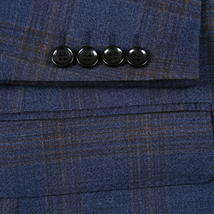 562-7 Men's 3-Piece Wool Stretch Checked Suits - Image 5