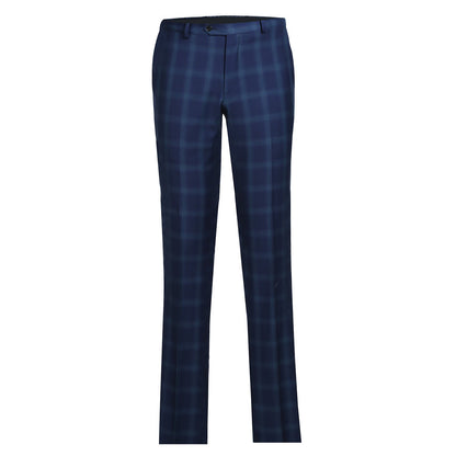 562-5 Men's Classic Fit Wool Checked Suits - Image 6