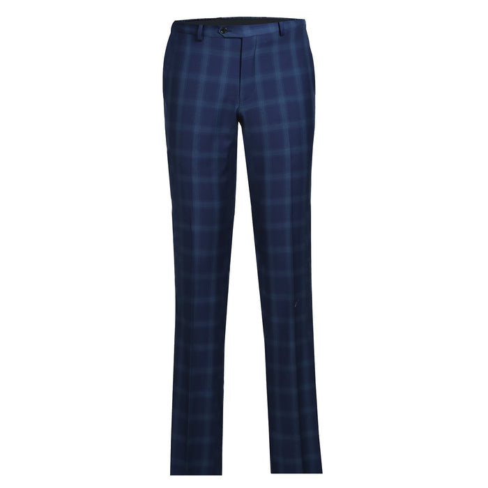 562-5 Men's Classic Fit Wool Checked Suits - Image 6