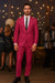 Mens Hot Pink Tuxedo Dinner Jacket + Pants with Shawl Lapel – Slim Fit 2-Piece Suit for Weddings, Proms Suit in Fuchsia Colors