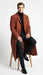 Men’s Full-Length Cognac Overcoat – Premium Wool-Blend Long Dress Coat for Winter and Formal Wear in Rust Brick Color
