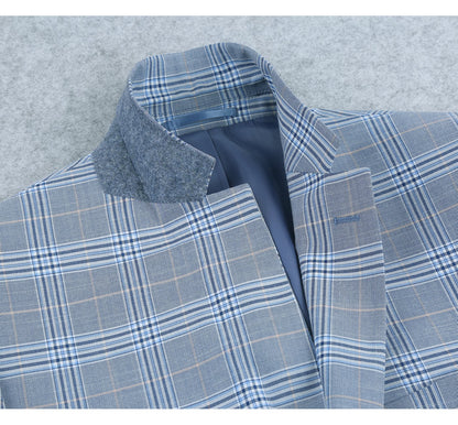 293-3 Men's 2-Piece Slim Fit Notch Lapel Stretch Windowpane Suit - Image 5