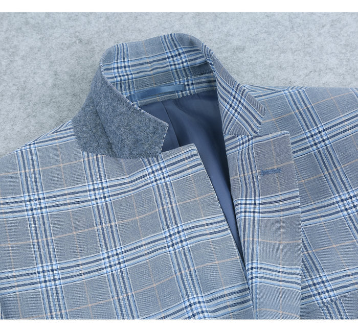 293-3 Men's 2-Piece Slim Fit Notch Lapel Stretch Windowpane Suit - Image 5