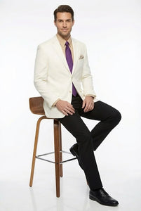 Men’s White Blazer Jacket – Classic Fit Formal Sport Coat with Gold Buttons