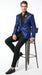 Men’s Blue Sequin Sparkle Blazer Jacket with Black Satin Lapel, Party Prom Wedding Dinner Coat
