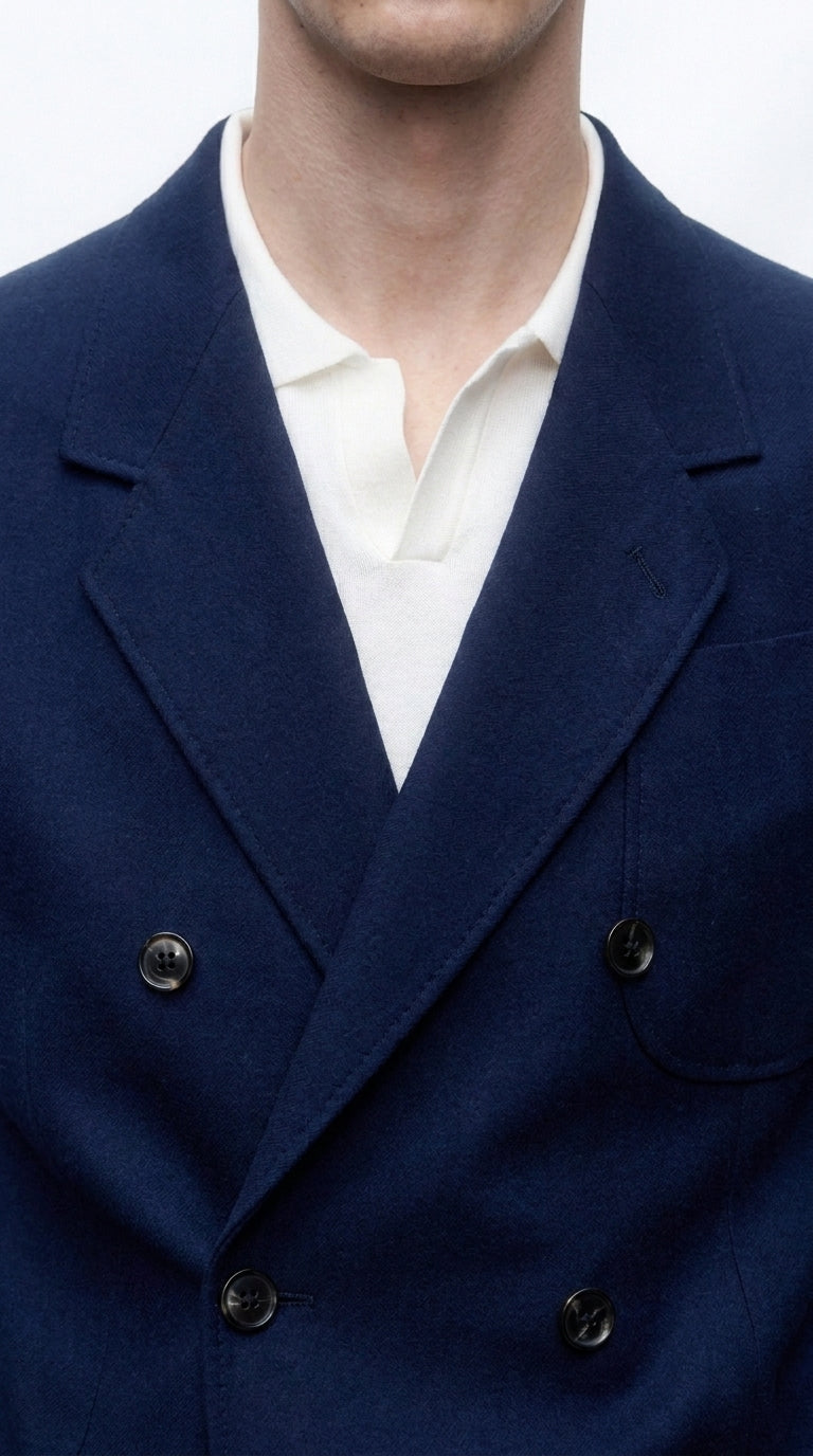 Men’s Navy Blue Double Breasted Blazer – Formal Sport Coat