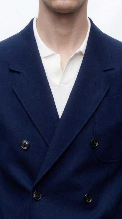 Men’s Navy Blue Double Breasted Blazer – Formal Sport Coat