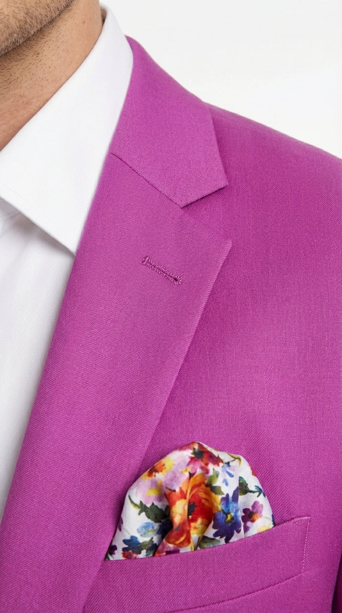 Mens Fuchsia 2 Piece Suit – Bright Pink Formal Suit for Men Stylish Wedding Party Prom Suit Magento Color Modern Fit