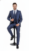 Men’s Navy Blue Shiny Finish 3-Piece Suit Set – Premium Tailored Fit Formal Wedding and Party Sateen Slim Fitted Suit
