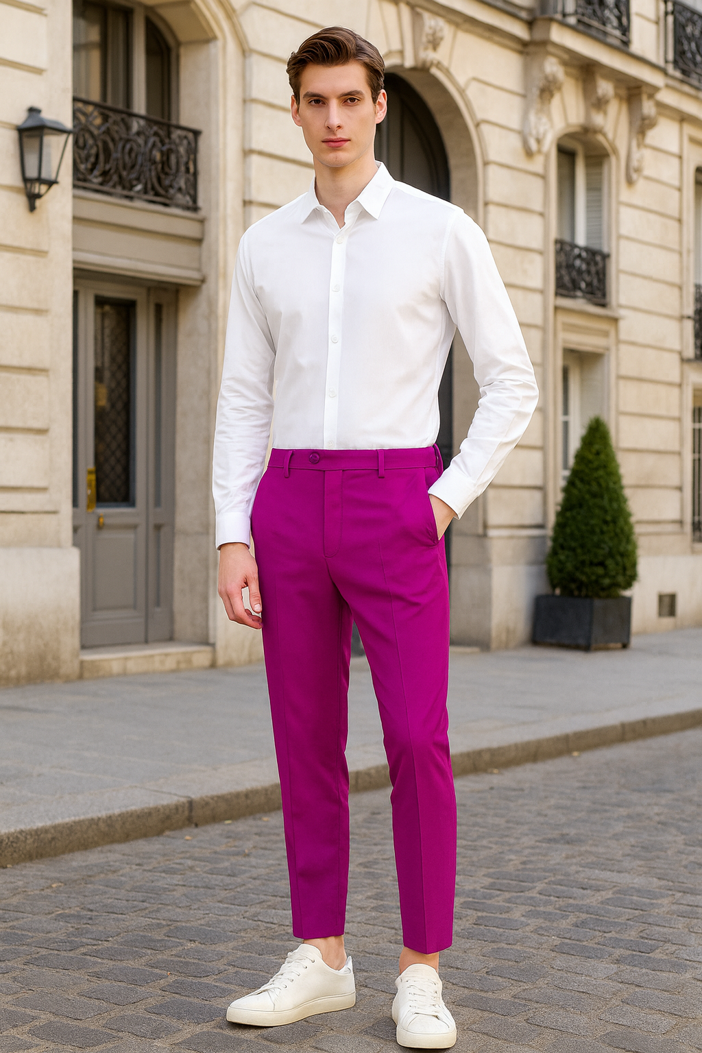light pink mens dress pants Express Men's Extra Slim Stretch Cotton-Blend Suit Pants in Pink W30 L32