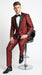 Men’s Shiny Burgundy Satin Tuxedo Jacket with Black Shawl Lapel | Formal Wedding & Prom Blazer - Sharkskin Fabric