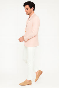 Men’s Blush Pink Slim Fit Blazer – Stylish Two-Button Sport Coat with Notch Lapel