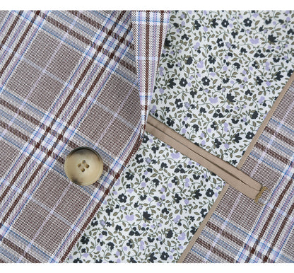 292-7 Men's Slim Fit 2-Piece Single Breasted Check Dress Suit - Image 4
